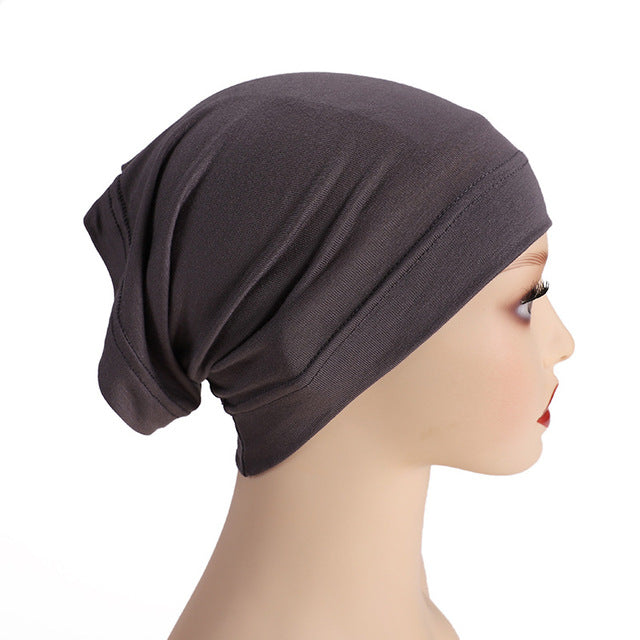 Fashion Premium Jersey Muslim Inner Cap Stretch Hijab With Rope Adjustable Women Underscarf Solid Color Islamic Turban Headwear