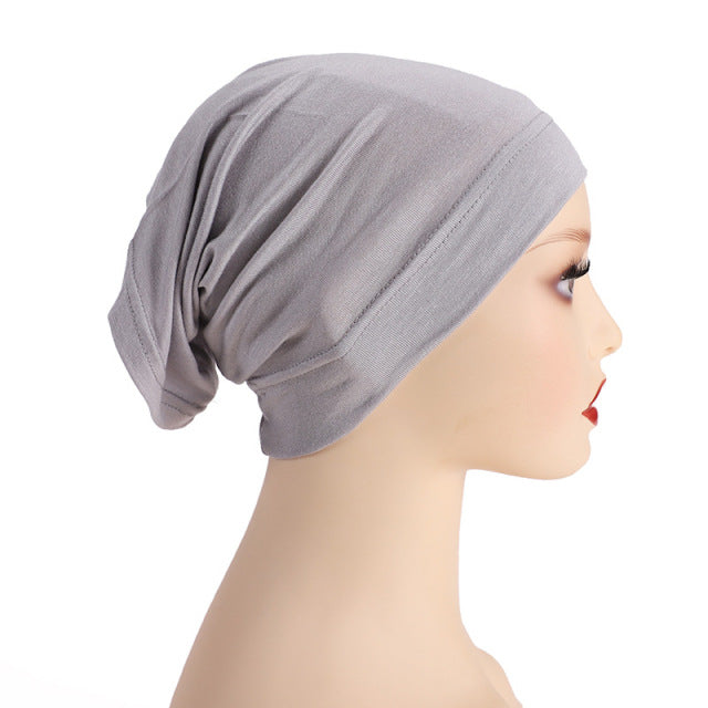 Fashion Premium Jersey Muslim Inner Cap Stretch Hijab With Rope Adjustable Women Underscarf Solid Color Islamic Turban Headwear