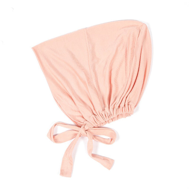 Fashion Premium Jersey Muslim Inner Cap Stretch Hijab With Rope Adjustable Women Underscarf Solid Color Islamic Turban Headwear