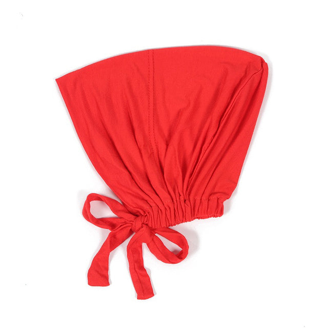 Fashion Premium Jersey Muslim Inner Cap Stretch Hijab With Rope Adjustable Women Underscarf Solid Color Islamic Turban Headwear