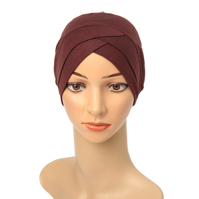Fashion Premium Jersey Muslim Inner Cap Stretch Hijab With Rope Adjustable Women Underscarf Solid Color Islamic Turban Headwear