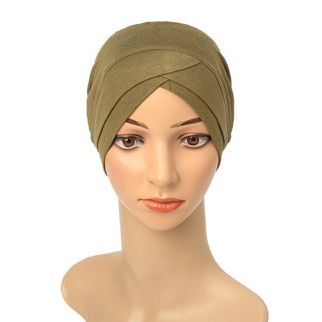 Fashion Premium Jersey Muslim Inner Cap Stretch Hijab With Rope Adjustable Women Underscarf Solid Color Islamic Turban Headwear