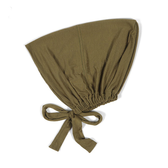Fashion Premium Jersey Muslim Inner Cap Stretch Hijab With Rope Adjustable Women Underscarf Solid Color Islamic Turban Headwear