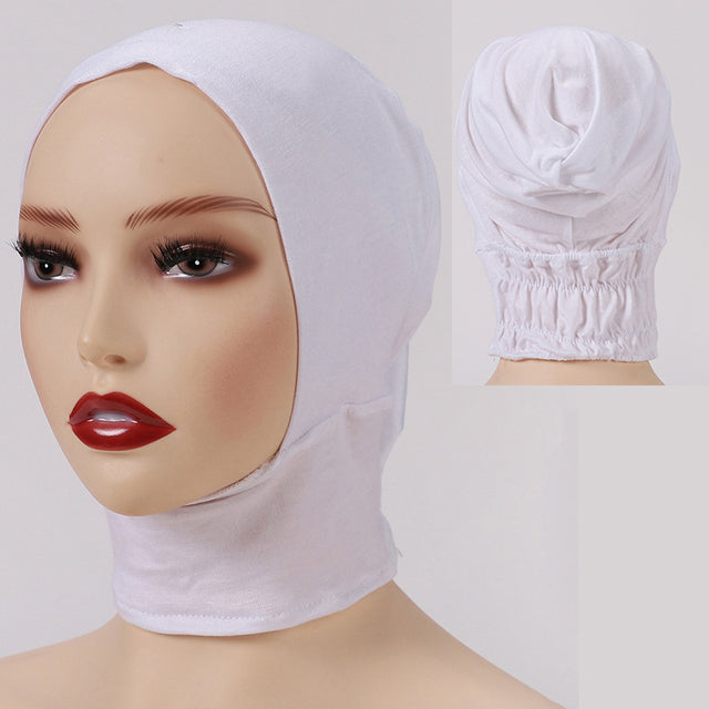 Fashion Premium Jersey Muslim Inner Cap Stretch Hijab With Rope Adjustable Women Underscarf Solid Color Islamic Turban Headwear