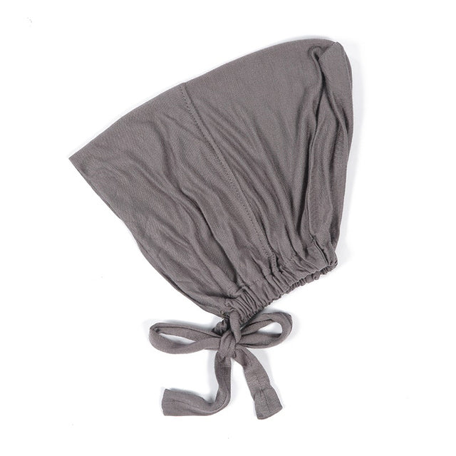 Fashion Premium Jersey Muslim Inner Cap Stretch Hijab With Rope Adjustable Women Underscarf Solid Color Islamic Turban Headwear