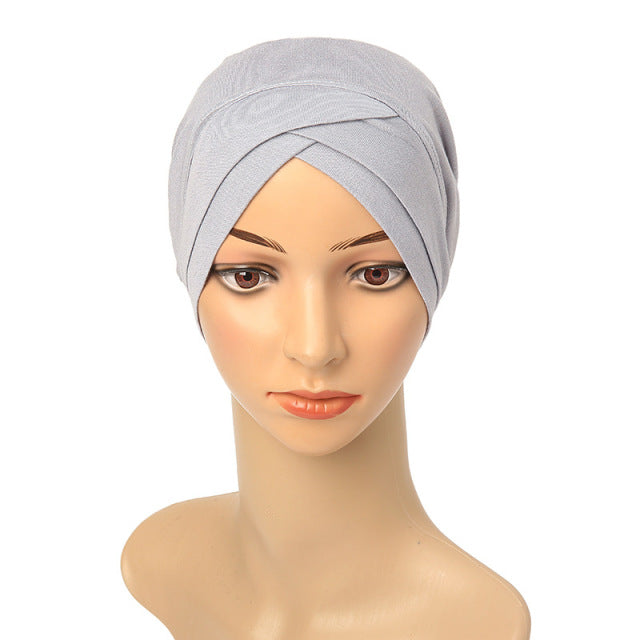 Fashion Premium Jersey Muslim Inner Cap Stretch Hijab With Rope Adjustable Women Underscarf Solid Color Islamic Turban Headwear