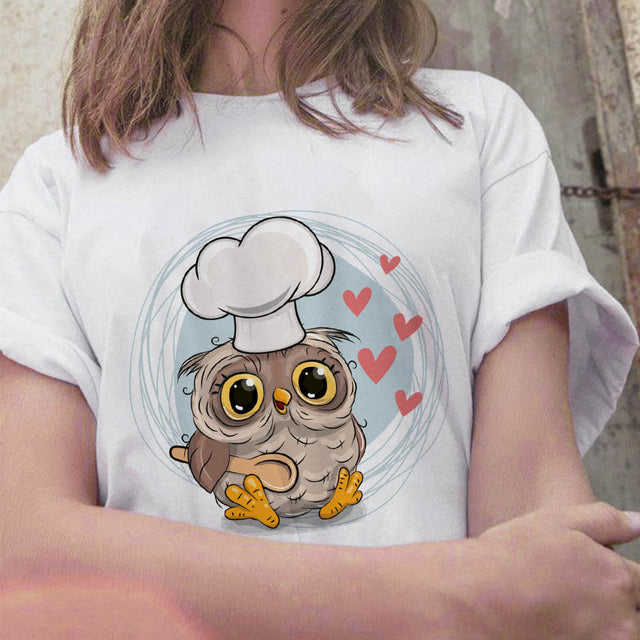 Fashion Trend New T-shirt Cute Owl Graphic Printed Female T shirt Casual Harajuku Crew Neck  Ladies Tshirt