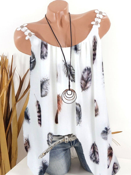 Fashion printing large size women T-shirt V-neck sleeveless vest casual ladies T-shirt women tops