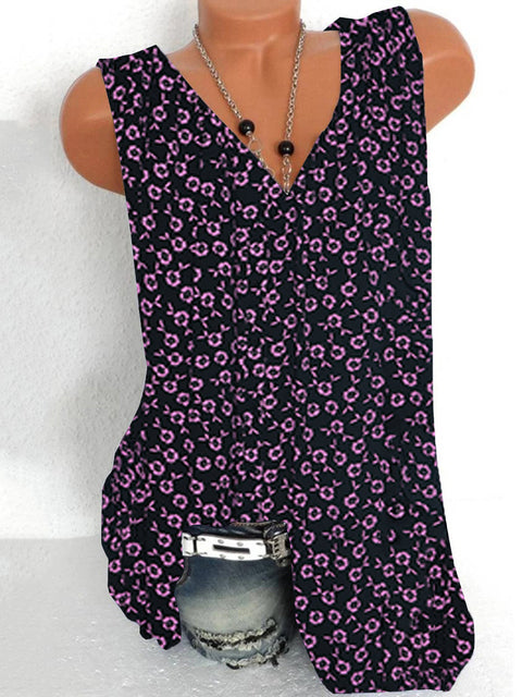 Fashion printing large size women T-shirt V-neck sleeveless vest casual ladies T-shirt women tops