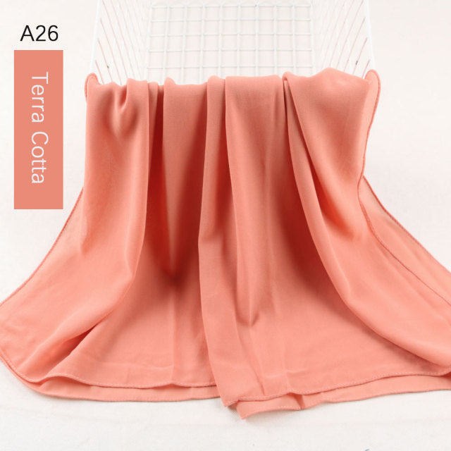 Good Stitching Stitch Plain High Quality Premium Heavy Chiffon Hijab Scarf Malaysian Women&#39;s Scarves Hijabs Long Shawl Shawls