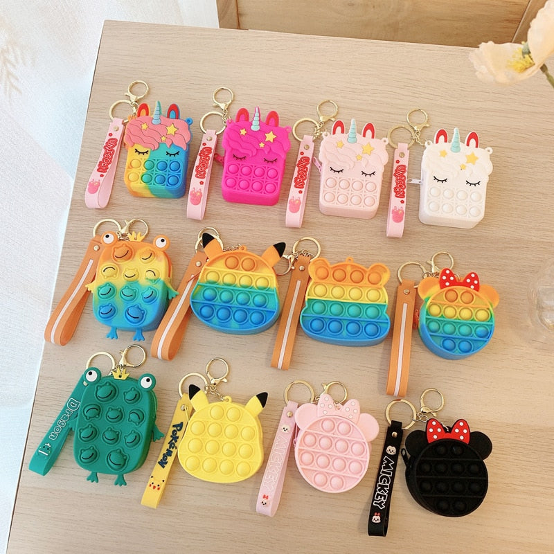 Hot Fidget Toys Push Bubbles Toy Rainbow Unicorn Poppy Playtime Coin Purse Wallet Ladies Bag Silica Simple Dimple Crossbody Bag