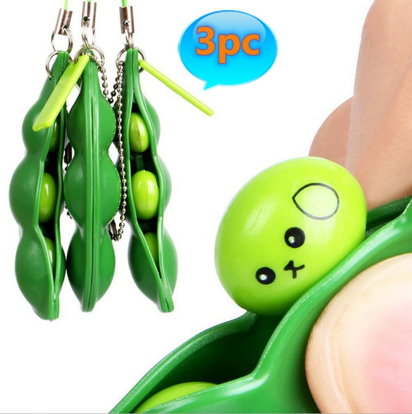 5pcs Fidget Toys Pack Portachiavi Decompression Edamame Toys Squishy Squeeze Peas Beans Keychain Cute Stress Adult Toy Key chain