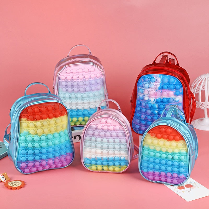 New Product Silicone Backpack for Children Pop Et Fidget Toys Push Bubble Simple Dimple Anti Stress Childrens Squeeze School Bag