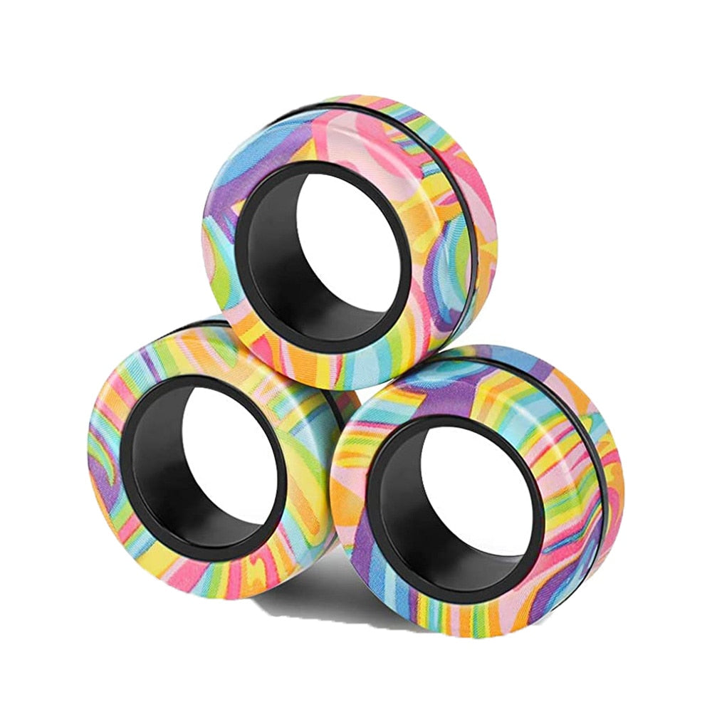 Magnetic Rings Fidget Toy Anti-Stress Magic RingTools Children Magnetic Ring Finger Spinner Ring Anxiety Relief Therapy Toys