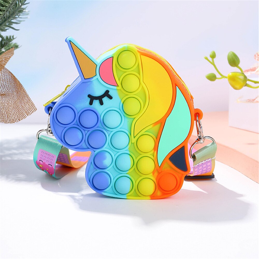 Hot Fidget Toys Push Bubbles Toy Rainbow Unicorn Poppy Playtime Coin Purse Wallet Ladies Bag Silica Simple Dimple Crossbody Bag