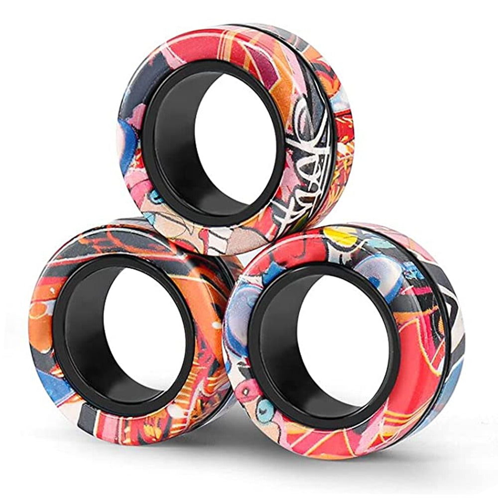 Magnetic Rings Fidget Toy Anti-Stress Magic RingTools Children Magnetic Ring Finger Spinner Ring Anxiety Relief Therapy Toys