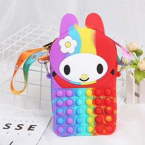 Kawaii Rainbow Bag Pop Fidget Toys It Push Bubble Women's Wallet Bag Kids Coin Purse Simple Dimple Anti Stress for Childrens