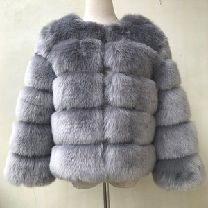 HJQJLJLS 2021 Winter New Fashion Women Faux Fur Coat Female Black Elegant Fluffy Thick Warm Artificial Fox Fur Jacket Outerwear