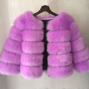 HJQJLJLS 2021 Winter New Fashion Women Faux Fur Coat Female Black Elegant Fluffy Thick Warm Artificial Fox Fur Jacket Outerwear