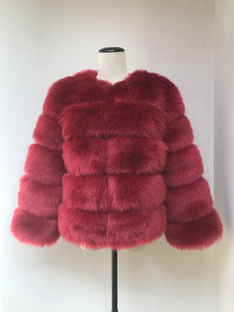 HJQJLJLS 2021 Winter New Fashion Women Faux Fur Coat Female Black Elegant Fluffy Thick Warm Artificial Fox Fur Jacket Outerwear