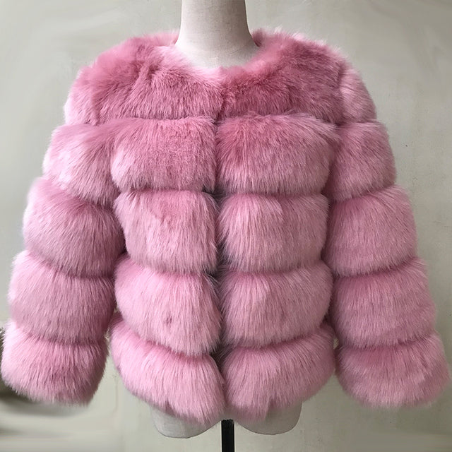 HJQJLJLS 2021 Winter New Fashion Women Faux Fur Coat Female Black Elegant Fluffy Thick Warm Artificial Fox Fur Jacket Outerwear