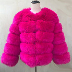 HJQJLJLS 2021 Winter New Fashion Women Faux Fur Coat Female Black Elegant Fluffy Thick Warm Artificial Fox Fur Jacket Outerwear