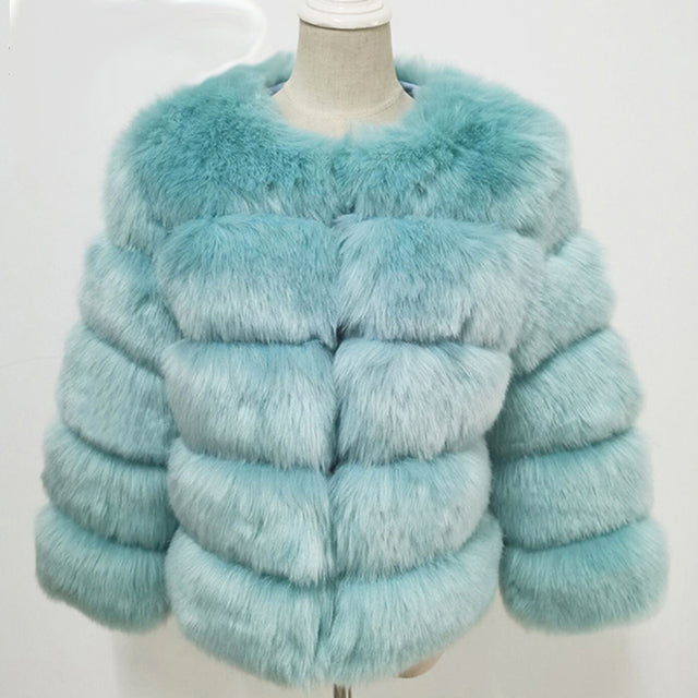 HJQJLJLS 2021 Winter New Fashion Women Faux Fur Coat Female Black Elegant Fluffy Thick Warm Artificial Fox Fur Jacket Outerwear