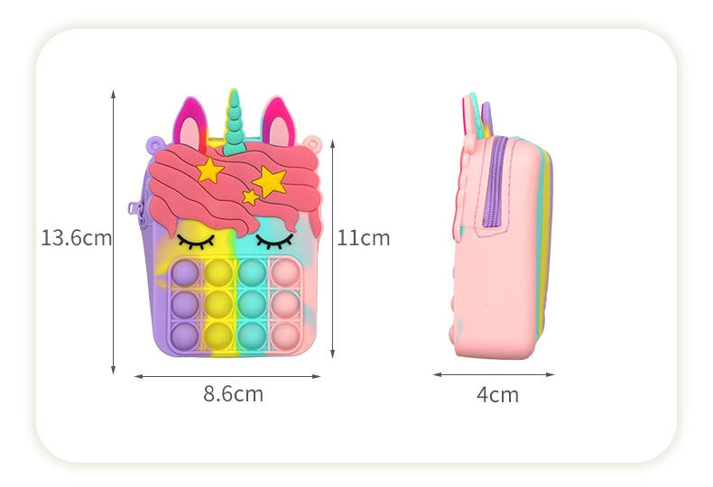 Hot Fidget Toys Push Bubbles Toy Rainbow Unicorn Poppy Playtime Coin Purse Wallet Ladies Bag Silica Simple Dimple Crossbody Bag