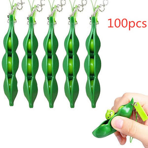 5pcs Fidget Toys Pack Portachiavi Decompression Edamame Toys Squishy Squeeze Peas Beans Keychain Cute Stress Adult Toy Key chain