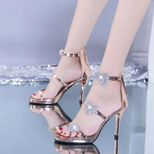 Ladies High Heel Shoes Elegant Shoes Glitter Shinning Shoes Star and Heart Pattern Shoes Party Wedding Shoes WJ011