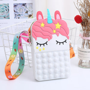 Kawaii Rainbow Bag Pop Fidget Toys It Push Bubble Women's Wallet Bag Kids Coin Purse Simple Dimple Anti Stress for Childrens