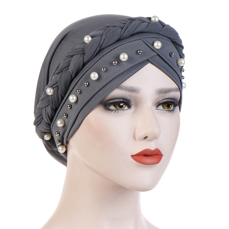 Head Scarf for muslim women solid cotton turban bonnet hijab Caps white pearl Inner hijabs femme musulman arab wrap turbantes