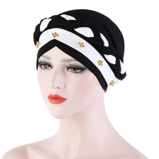 Head Scarf for muslim women solid cotton turban bonnet hijab Caps white pearl Inner hijabs femme musulman arab wrap turbantes