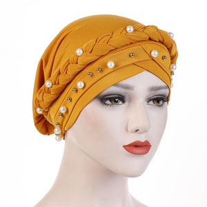 Head Scarf for muslim women solid cotton turban bonnet hijab Caps white pearl Inner hijabs femme musulman arab wrap turbantes