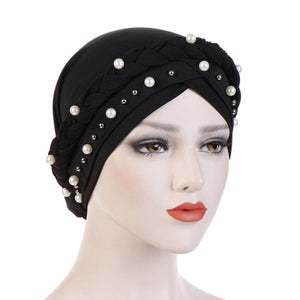 Head Scarf for muslim women solid cotton turban bonnet hijab Caps white pearl Inner hijabs femme musulman arab wrap turbantes