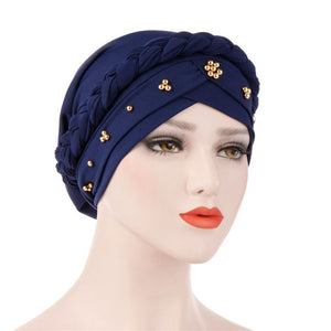 Head Scarf for muslim women solid cotton turban bonnet hijab Caps white pearl Inner hijabs femme musulman arab wrap turbantes