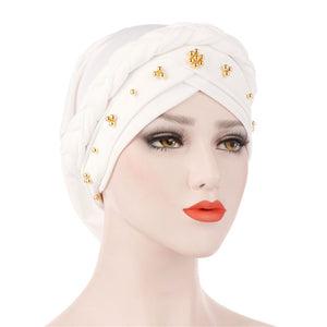 Head Scarf for muslim women solid cotton turban bonnet hijab Caps white pearl Inner hijabs femme musulman arab wrap turbantes