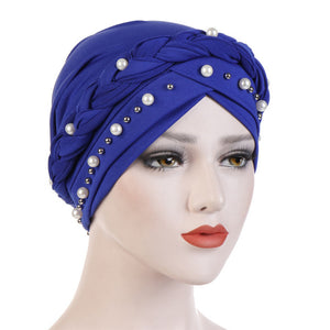 Head Scarf for muslim women solid cotton turban bonnet hijab Caps white pearl Inner hijabs femme musulman arab wrap turbantes