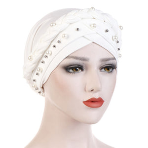 Head Scarf for muslim women solid cotton turban bonnet hijab Caps white pearl Inner hijabs femme musulman arab wrap turbantes