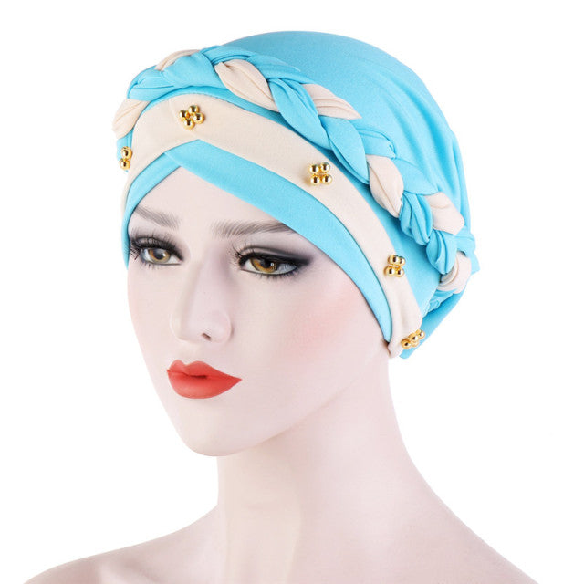 Head Scarf for muslim women solid cotton turban bonnet hijab Caps white pearl Inner hijabs femme musulman arab wrap turbantes