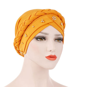 Head Scarf for muslim women solid cotton turban bonnet hijab Caps white pearl Inner hijabs femme musulman arab wrap turbantes