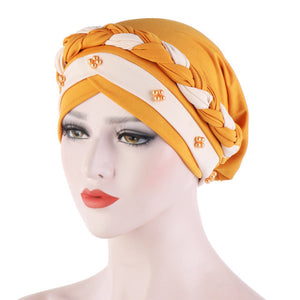 Head Scarf for muslim women solid cotton turban bonnet hijab Caps white pearl Inner hijabs femme musulman arab wrap turbantes