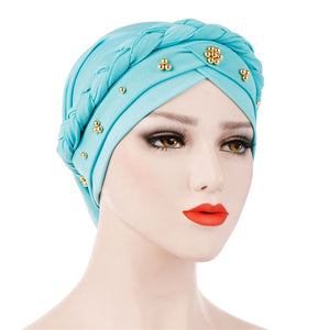 Head Scarf for muslim women solid cotton turban bonnet hijab Caps white pearl Inner hijabs femme musulman arab wrap turbantes