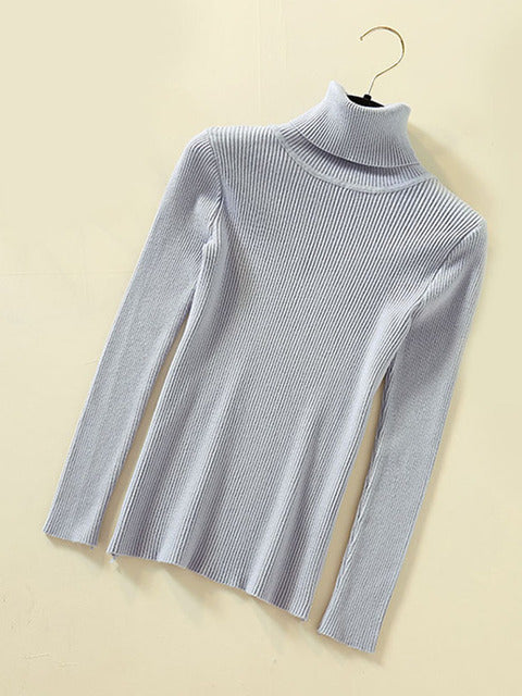 JMPRS Turtleneck Women Pullover Sweater Spring Jumper Knitted Basic Top Fashion Autumn Long Sleeve Korean Ladies Clothes