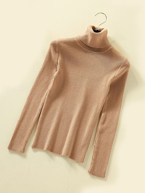 JMPRS Turtleneck Women Pullover Sweater Spring Jumper Knitted Basic Top Fashion Autumn Long Sleeve Korean Ladies Clothes