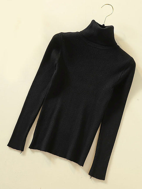 JMPRS Turtleneck Women Pullover Sweater Spring Jumper Knitted Basic Top Fashion Autumn Long Sleeve Korean Ladies Clothes