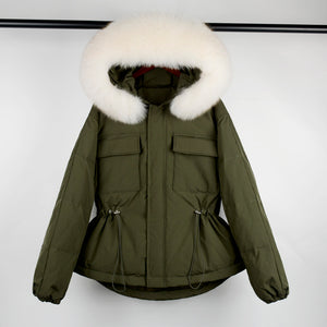 Large Real Raccoon Fur Hooded Winter Down Coat 90% Duck Down Jacket Women Short Female Puffer Feather Waterproof Parkas