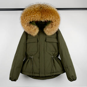 Large Real Raccoon Fur Hooded Winter Down Coat 90% Duck Down Jacket Women Short Female Puffer Feather Waterproof Parkas