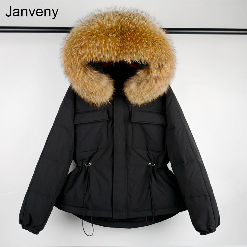 Large Real Raccoon Fur Hooded Winter Down Coat 90% Duck Down Jacket Women Short Female Puffer Feather Waterproof Parkas