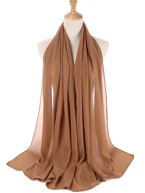 Muslim Bubble Chiffon Hijab Scarf Women Solid Color Soft Long Shawls and Wraps Georgette Islamic Head Scarves Ladies Hijabs